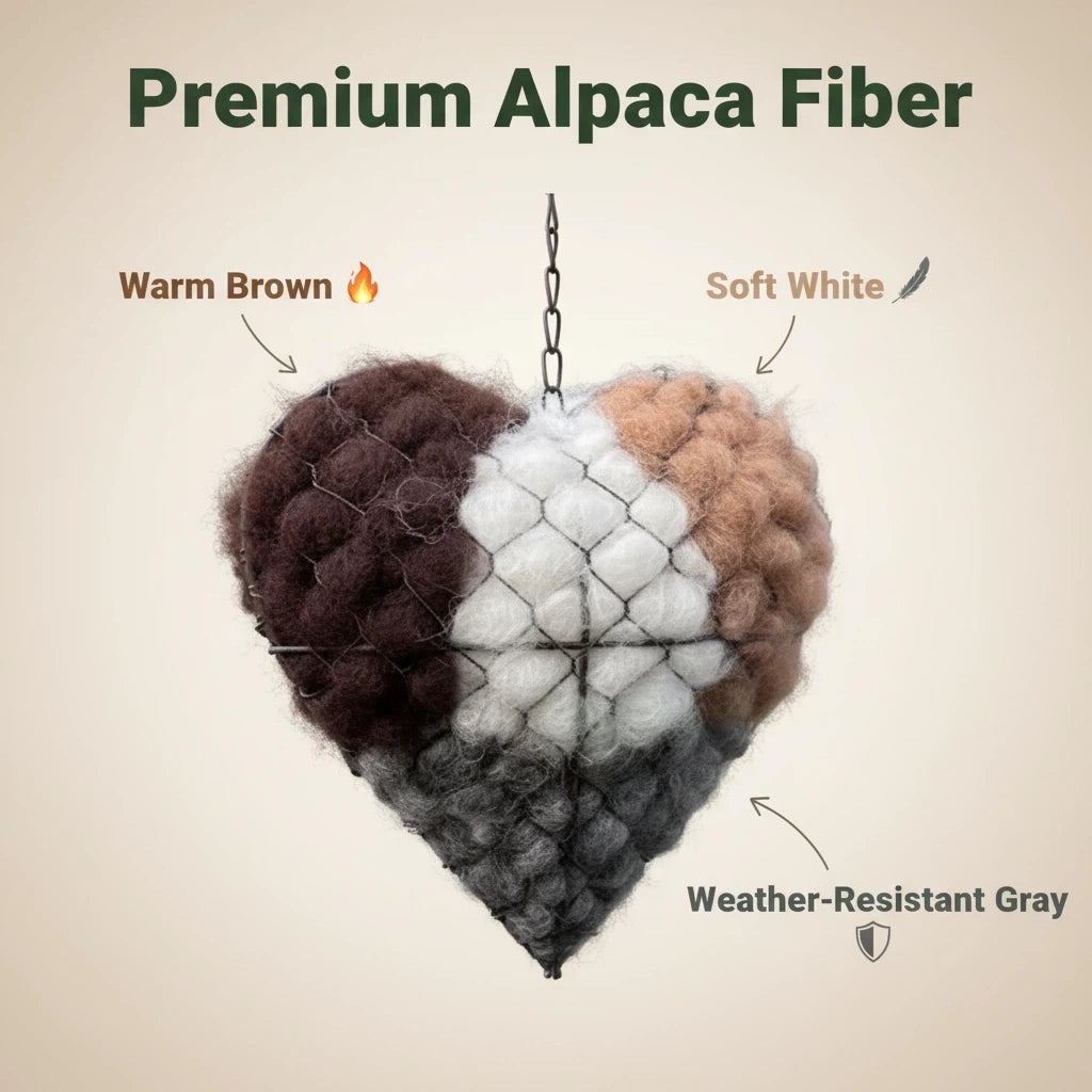 🔥LAST DAY 49% OFF - 🕊️🏡Handmade Natural Alpaca Fiber Bird Nesting Heart❤️A Cozy Gift for Birds
