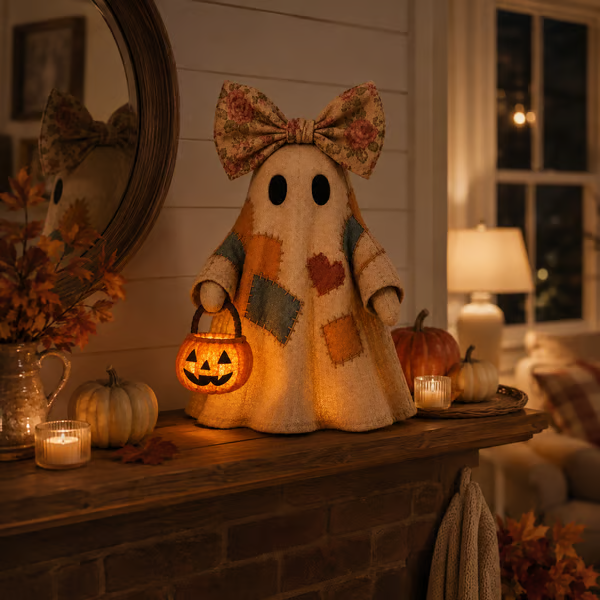 🎃 LIMITED-TIME OFFER – Vintage Patchwork Glowing Ghost Decor ✨