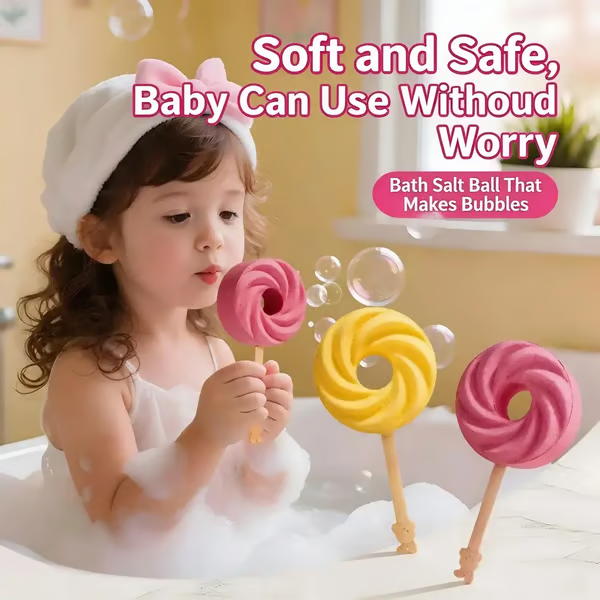 (🎁Last Day 49% OFF)🍭Cute Lollipop Bath Bomb,Colorful Bubble Bath Ball for Fun Bath Time