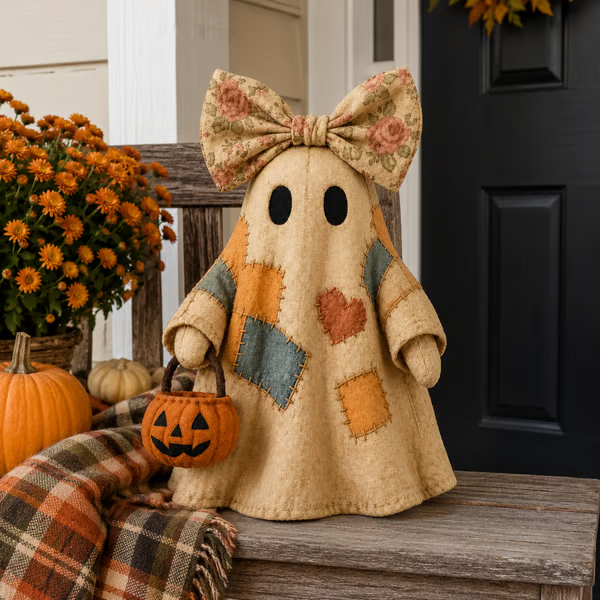 🎃 LIMITED-TIME OFFER – Vintage Patchwork Glowing Ghost Decor ✨