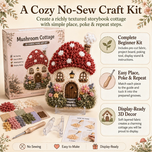 🏡 Whimsical Village 3D Fabric Poke Art Kit