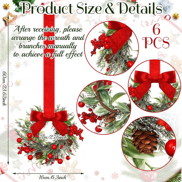 🎄Mini Christmas Wreaths✨Maximum Holiday Magic, Instant Festive Charm & Versatile Decor! 🎀