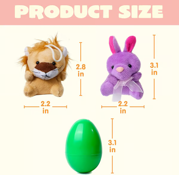 Prefilled Easter Eggs, Filled with Plush Animal Toys