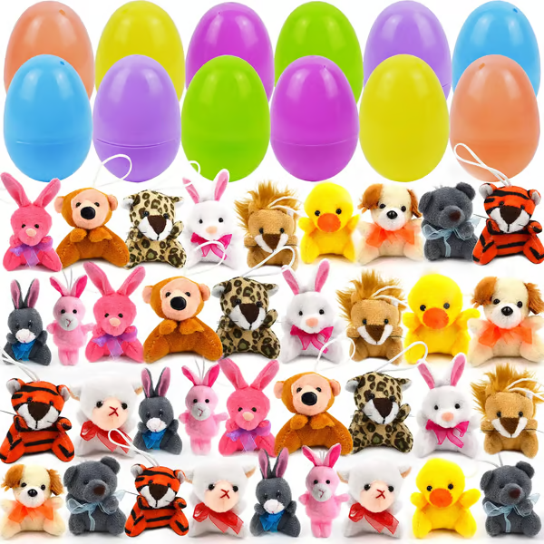 Prefilled Easter Eggs, Filled with Plush Animal Toys