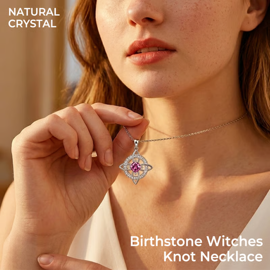 Mystical Birthstone Witches Knot Necklace – Natural Crystal🔮💞Protect Your Loved Ones